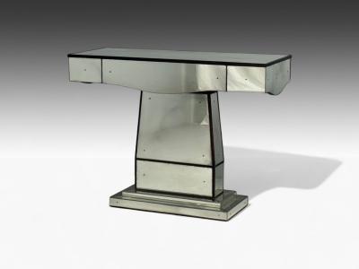 Art Deco Style Mirrored Console Tables Painted Wood Distressed Glass