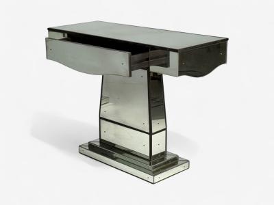 Art Deco Style Mirrored Console Tables Painted Wood Distressed Glass