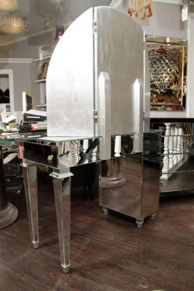 Art Deco Style Mirrored Vanity with Triptych Mirror