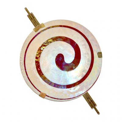 Art Deco Style Monumental Pair of Dark Red Ivory White Murano Glass