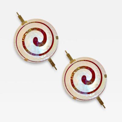 Art Deco Style Monumental Pair of Dark Red Ivory White Murano Glass 