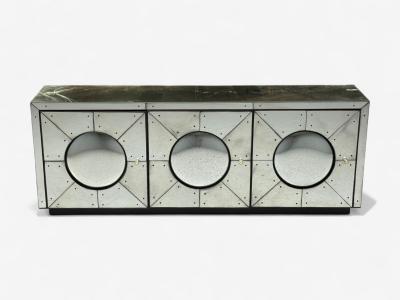 Art Deco Style Painted Wood Antique Glass Mirrored Sideboard or Credenza