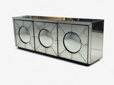 Art Deco Style Painted Wood Antique Glass Mirrored Sideboard or Credenza