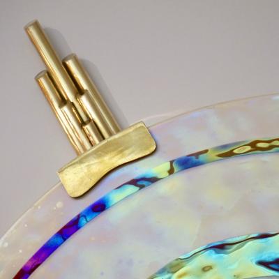 Art Deco Style Pair of Burgundy Ivory Murano Glass Wall Ceiling Lights