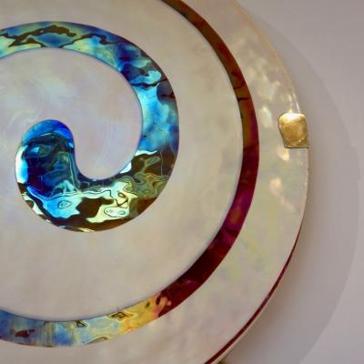 Art Deco Style Pair of Burgundy Ivory Murano Glass Wall Ceiling Lights