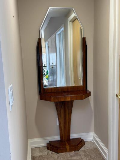 Art Deco Style Rosewood Veneer Hallway Mirror Console Table
