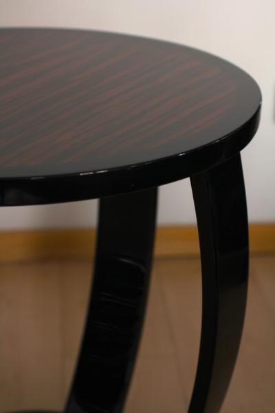 Art Deco Style Side Table Gueridon Macassar and Black Lacquer