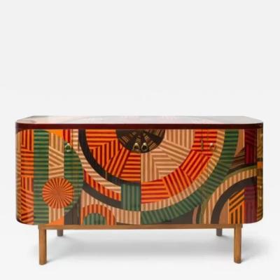 Art Deco Style Sideboard With Exotic Wood Marquetry Europe 20th Century