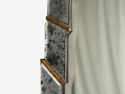 Art Deco Style Silver Antiqued Beveled Glass Venetian Wall Mirrors 21st C 