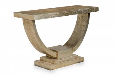 Art Deco Style Silver Gilded Crackle Finish Rectangular Console Table