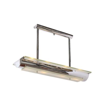 Art Deco Style Streamlined Machine Age Two Tier Mottled Glass Chrome Pendant