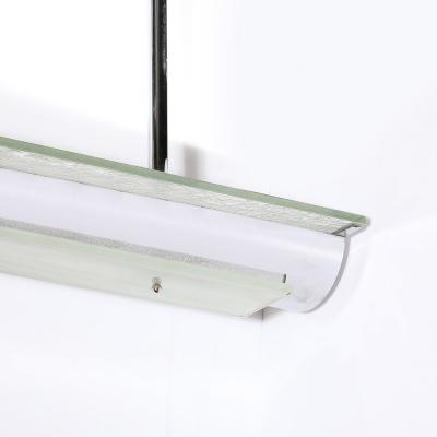 Art Deco Style Streamlined Machine Age Two Tier Mottled Glass Chrome Pendant