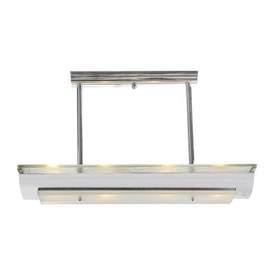 Art Deco Style Streamlined Machine Age Two Tier Mottled Glass Chrome Pendant