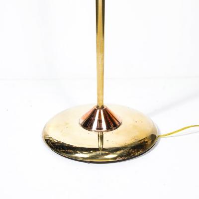 Art Deco Style Torchiere In Polished Brass W Copper Lucite Stacked Fittings