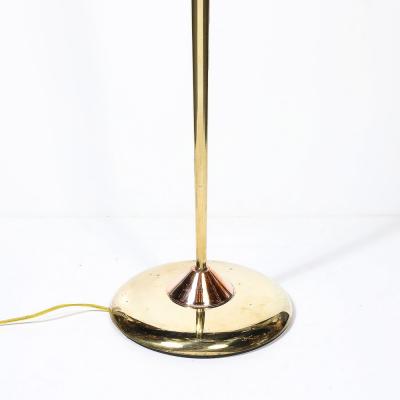 Art Deco Style Torchiere In Polished Brass W Copper Lucite Stacked Fittings