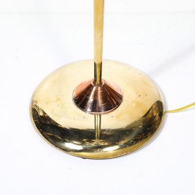 Art Deco Style Torchiere In Polished Brass W Copper Lucite Stacked Fittings