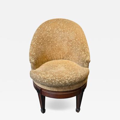 Art Deco Style Velvet Upholstered Swivel Slipper Chair