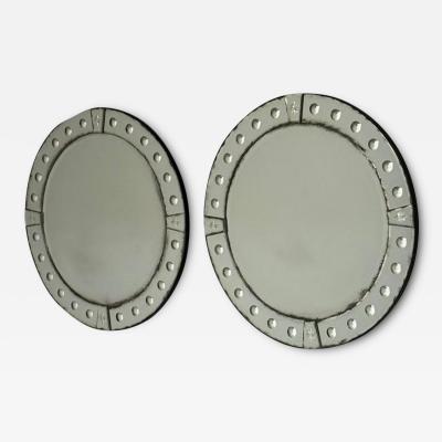 Art Deco Style Venetian Circular Wall Mirrors Antiqued Beveled Glass 21st C 