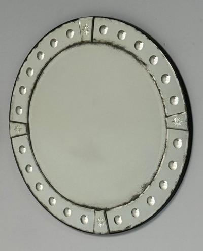 Art Deco Style Venetian Circular Wall Mirrors Antiqued Beveled Glass 21st C 
