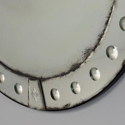 Art Deco Style Venetian Circular Wall Mirrors Antiqued Beveled Glass 21st C 