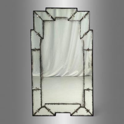 Art Deco Style Venetian Wall Mirrors Antiqued and Beveled Glass 21st C 
