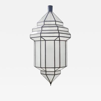 Art Deco Style White Milk Glass Handmade Chandelier Pendant or Lantern
