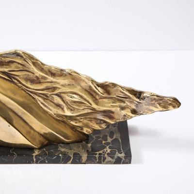 Art Deco Stylized Stallion Sculpture in Brass on Black Portoro Marble Base