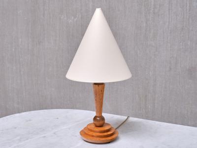 Art Deco Table Lamp in Birdseye Maple with Ivory Colored Shade Austria 1930s