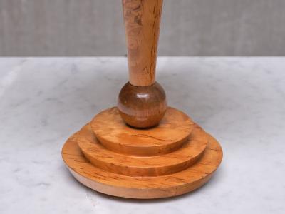 Art Deco Table Lamp in Birdseye Maple with Ivory Colored Shade Austria 1930s