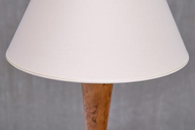 Art Deco Table Lamp in Birdseye Maple with Ivory Colored Shade Austria 1930s