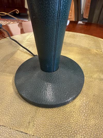 Art Deco Table Lamp in Hermes Green Leather Manner of Jacques Adnet 1940