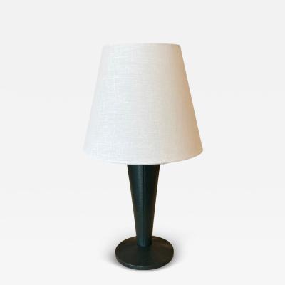 Art Deco Table Lamp in Hermes Green Leather Manner of Jacques Adnet 1940