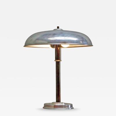 Art Deco Table Lamp in Nickel Plated and Bronzed Brass 1930s