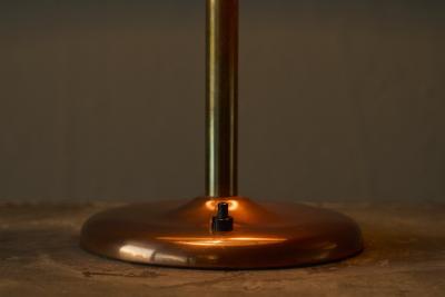 Art Deco Table Lamp in Patinated Copper Brass and Satin Glass 1950s