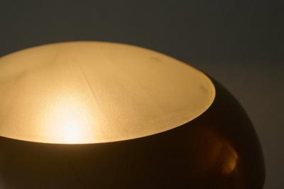 Art Deco Table Lamp in Patinated Copper Brass and Satin Glass 1950s