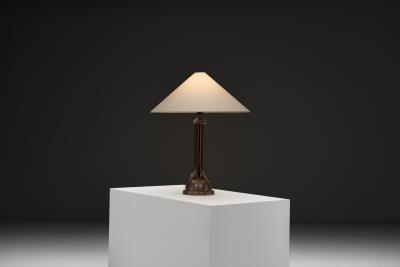 Art Deco Table Lamp with Copper Stem Base Europe First Half of the 20th Century