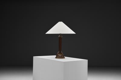Art Deco Table Lamp with Copper Stem Base Europe First Half of the 20th Century