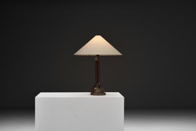 Art Deco Table Lamp with Copper Stem Base Europe First Half of the 20th Century