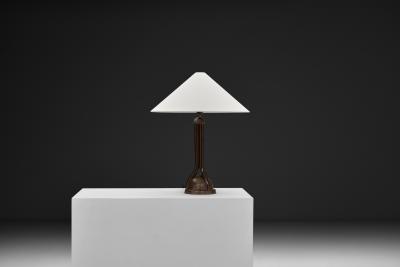 Art Deco Table Lamp with Copper Stem Base Europe First Half of the 20th Century