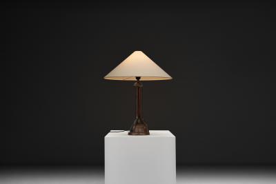 Art Deco Table Lamp with Copper Stem Base Europe First Half of the 20th Century