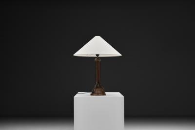 Art Deco Table Lamp with Copper Stem Base Europe First Half of the 20th Century