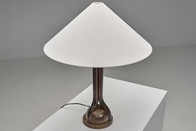 Art Deco Table Lamp with Copper Stem Base Europe First Half of the 20th Century