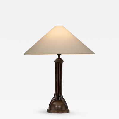 Art Deco Table Lamp with Copper Stem Base Europe First Half of the 20th Century