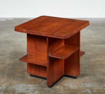 Art Deco Table with Geometric Undershelves