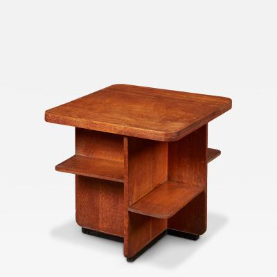 Art Deco Table with Geometric Undershelves