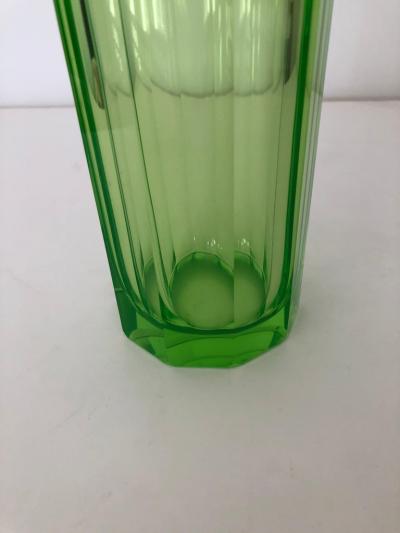Art Deco Tall Slender Vaseline Glass Decanter Cologne Bottle