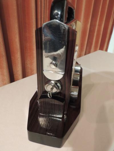 Art Deco Tantalus Decanter Set in Crystal Wood and Chrome