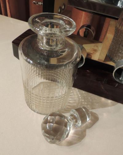 Art Deco Tantalus Decanter Set in Crystal Wood and Chrome