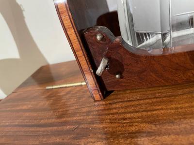 Art Deco Tantalus Set with 2 Geometric Etched Bottles