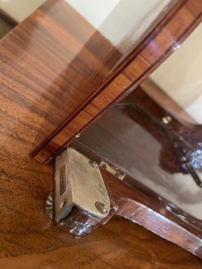 Art Deco Tantalus Set with 2 Geometric Etched Bottles